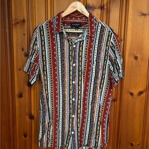 PacSun Men's Red and Black Patterned Shirt